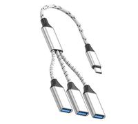 Mllepjdh Expansor divisor USB C trenzado de 3 puertos, compatible con teclados de impresora, carga para computadora, móvil, C, transferencia de datos con cable trenzado