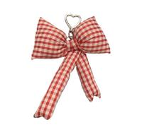 Mllepjdh Hermoso llavero a cuadros lindo lazo llavero decoración para bolso mochila tela suave adorno regalo personalizado bolsas llavero, Red And White Grid, No letters