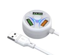 Mllepjdh Hub de carga USB multidispositivo con 3 puertos, puerto de carga multiUSB, divisor USB, extensor USB, cable convertidor USB, color blanco