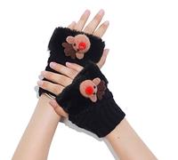 Mllepjdh Invierno Puños Mullidos Guantes Cálidos Mujeres Medio Dedo Espesar Aire Libre Esquí Pantalla Táctil Navidad Ciclismo Invierno Otoño A Prueba De Unisex para Hombres Bicicleta De Carretera A