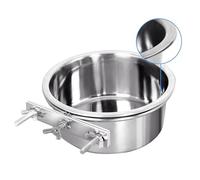 Mllepjdh Jaula para dispensador de agua y alimentos, cuenco para animales pequeños, conejo, acero inoxidable, para mascotas, soporte para jaula, cuencos colgantes, comedero para mascotas para perros y