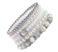 [Mllepjdh] Juego de 5 cuentas de cristal brillantes, pulsera de cuentas de lujo, conjunto de cuentas de joyería hechas a mano para las mujeres que aman, フリーサイズ