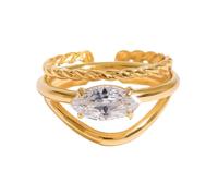 [Mllepjdh] Juego de anillos de moda chapados en oro de tamaño ajustable para mujeres, antiarañazos, dedos hechos a mano, accesorios de fiesta, diseño de tornillo