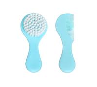 Mllepjdh Kit ergonómico de cepillo y peine para el pelo del bebé, juego de cuidado del cabello para bebés, agarre cómodo para padres, experiencia feliz para bebés, artesanía delicada sin bordes, azul
