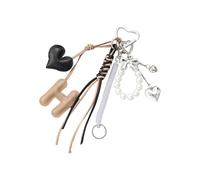 Mllepjdh Llavero de cuerda trenzada, decoración de bolso, amuletos de coche, accesorios de moda, colgante para bolso de mano, adorno colgante, marrón