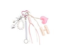 Mllepjdh Llavero de cuerda trenzada, decoración de bolso, amuletos de coche, accesorios de moda, colgante para bolso de mano, adorno colgante, Rosa.