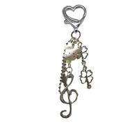 Mllepjdh Llavero moderno lagomorfo con acento plateado, mezcla de notas de metal, joyería presente para cualquier ocasión Precioso llavero de conies con nota musical plateada
