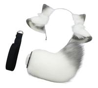 Mllepjdh Ovejas Cosplay Accesorios con cola para la oreja diadema disfraz de Halloween para damas niños adultos Cosplay Navidad suave felpa cola de animal accesorios