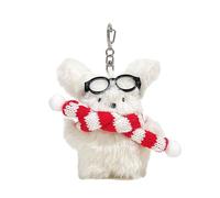 Mllepjdh Precioso llavero relleno de pelusa, llavero de perro de peluche hecho a mano, mochila de animales de dibujos animados, colgante, bolso versátil, accesorio, decoración de bolso