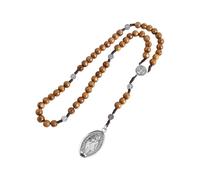 [Mllepjdh] Rosario católico con medalla de la Cruz de Perdón Cadena de Oración de Madera para Bautismo y Misa Regalo de Oración Collar de Oración Católico, Free Size