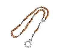 [Mllepjdh] Rosario católico con medalla de la Cruz de Perdón Cadena de Oración de Madera para Bautismo y Misa Regalo de Oración Collar de Oración Católico, Free Size