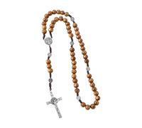 [Mllepjdh] Rosario católico con medalla de la Cruz de Perdón Cadena de Oración de Madera para Bautismo y Misa Regalo de Oración Collar de Oración Católico, Free Size