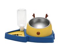 Mllepjdh Tazón de comida para perros con agua automática inclinada y elevada de acero inoxidable con alimentador lento, 3 colores