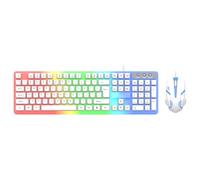 Mllepjdh Teclado para juegos de 104 teclas y combo con cable colorido LED retroiluminado para PC, portátil, escritorio, cómodo juego ergonómico