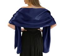 MLMW Chales y envolturas para vestidos de noche, chales de satén para mujer, chales de boda extra largos para fiesta nupcial, Azul oscuro, 95"L * 26"W