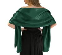MLMW Emerald Green Shawl Wraps for Women Evening Dresses Satin Formal Shawl Wraps Dressy Extra Long for Wedding Party Bridesmaid Bridal Shower Baby Shower Birthday