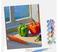 MLNMENG Pintura por Números Adultos Principiantes con Pinceles y Pinturas Acrílicas de Lienzo Decoración para el Hogar Con marco40 x 50 cm Chile y zanahoria