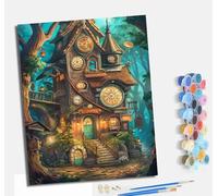 MLNMENG Pintura por Números Moderna DIY Kit de Pintar con Números Con marco40x50cm Pintura al óleo de Lienzo con Pinceles y Pigmento Acrílico para Adultos Casa del Tiempo Mental