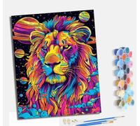 MLNMENG Pintura por Números Moderna DIY Kit de Pintar con Números Con marco40x50cm Pintura al óleo de Lienzo con Pinceles y Pigmento Acrílico para Adultos Colores deslumbrantes del planeta León