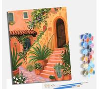 MLNMENG Pintura por Números Moderna DIY Kit de Pintar con Números Con marco40x50cm Pintura al óleo de Lienzo con Pinceles y Pigmento Acrílico para Adultos Cabaña de flores y plantas verdes