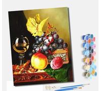 MLNMENG Pintura por Números Moderna DIY Kit de Pintar con Números sin Marco 40x50cm Pintura al óleo de Lienzo con Pinceles y Pigmento Acrílico para Adultos Bodegón con frutas y copas de vino