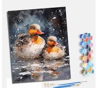 MLNMENG Pintura por Números Moderna DIY Kit de Pintar con Números sin Marco 40x50cm Pintura al óleo de Lienzo con Pinceles y Pigmento Acrílico para Adultos Lindo pato de dibujos animados