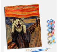 MLNMENG Pintura por Números para Adultos Kit de Pintar por Números DIY con 3 Pinceles y Pinturas Acrílicas Sin Marco 40x50 cm Regalo para Decoración de Pared del Hogar El llanto del gato