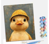 MLNMENG Pintura por Números para Adultos Kit de Pintar por Números DIY con 3 Pinceles y Pinturas Acrílicas Sin Marco Regalo para Decoración de Pared del Hogar Pato de sombrero amarillo