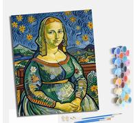 MLNMENG Pintura por Números para Adultos Kit de Pintar por Números DIY con 3 Pinceles y Pinturas Acrílicas Sin Marco 40x50 cm Regalo para Decoración de Pared del Hogar Lisa al estilo Van Gogh