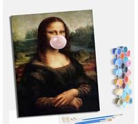 MLNMENG Pintura por Números para Adultos Kit de Pintar por Números DIY con 3 Pinceles y Pinturas Acrílicas Sin Marco 40x50 cm Regalo para Decoración de Pared del Hogar Mona Lisa soplando burbujas