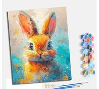 MLNMENG Pintura por números para adultos para principiantes kit con Con marco lienzo sin arrugas pinceles y pintura acrílica al óleo para regalo decoración del hogar Conejo colorido de ensueño