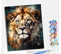 MLNMENG Pintura por números para adultos para principiantes kit con Con marco lienzo sin arrugas pinceles y pintura acrílica al óleo para regalo decoración del hogar León fuerte chapoteando