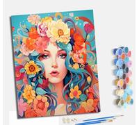 MLNMENG Pintura por números para adultos para principiantes kit con Con marco lienzo sin arrugas pinceles y pintura acrílica al óleo para regalo decoración del hogar Belleza de flores coloridas