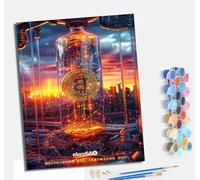 MLNMENG Pintura por números para adultos para principiantes kit con lienzo sin arrugas pinceles y pintura acrílica pintura al óleo para regalo decoración del hogar Bitcoin en una botella de cristal
