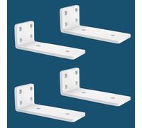 MLOQI 4 Piezas Escuadras para Estanterias, Soportes para Estantes, Escuadras Metalicas de L, Grueso de 5 mm con Tornillos Capacidad de Carga 50 kg (Blanca 15 cm)