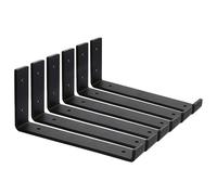 MLOQI 6 soportes para estantes, soporte de estante de carga pesada, soporte de metal, ángulo de carga pesada, soporte de pared de 0,5 cm de grosor, capacidad de carga de 50 kg (negro 30 cm)