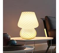MLOQI Lámpara de Mesa de Hongos Lamparas de Mesita de Noche Candeeiro Mesa Cabeceira de Vidrio Luz de Noche Lamparita de Noche con una bombilla E27 3 Color de 5W (Blanca)