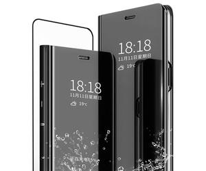 MLOTECH - Carcasa para Samsung Galaxy A33 5G (Incluye Tapa de Cristal Templado, Cierre Transparente y traslúcido con Espejo, 360°), Color Negro