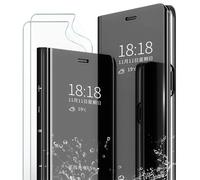 MLOTECH Smart Carcasa para Huawei P30 Pro Funda y Cristal Templado Flip Clear View Translúcido Espejo Standing Cover Slim Fit Anti-Shock Anti-Rasguño 360°Protectora Cubierta Negro