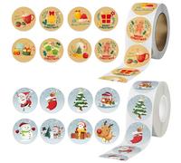 MLPKOI 1000 Pcs Pegatinas de Navidad, pPegatinas Navideñas, Pegatinas Navidadd, Stickers Navidad, Etiquetas Adhesivas Navidadd, Etiquetas Redondas para Embalaje de Regalo, Decoraciones Navideñas