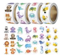 MLPKOI 2000 Piezas Pegatinas Animales, Pegatinas Recompensa, pPegatinas Infantiles, pPegatinas Redondas de Animales para la Decoración del Regalo Pegatina Decoraciones del Etiquetas Selladas