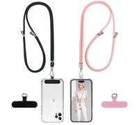 MLPKOI 2PCS Cordon Para Movil Correa Movil Universal, Correa Ajustable de 1,6 m con 4 Parches Duraderos, Colgante para Teléfono Compatible con Todos Los Teléfonos Inteligentes y la Mayoría de los Fund