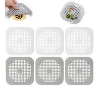 MLPKOI 6 Piezas Coladores de Drenaje, Filtro Desague Ducha, Tapa de Drenaje de con Ventosas Fuertes, Atrapa Pelos Ducha con Ventosa, Cubierta de Desagüe, para Bañera, Baño, Cocina [Blanco + Gris]