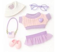 MLPKOI 6 Piezas Ropa de muñeca para La-bubu, Disfraces para Muñecas La-bubu, Ropa para Muñecas de 17 cm, La-bubu Outfit con 1 Sombrero + 1 Falda + 1 Ropa + 1 Anteojos + 1 Bolsa + 1 Zapato (Sin Muñeca)