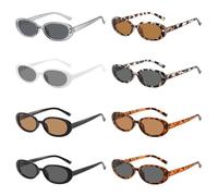 MLPKOI 8 Pares Gafas de Sol Retro, para Vintage 90s gafas de sol Rectangulares Estrechas, Retro Gafas de Sols Ovaladas para Mujer y Hombre, Gafas de Retro Cat Eye Clasicas, para Conducir Playa Golf