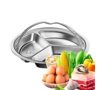 MLqkpwy Bandeja de comida dividida, cesta de vapor multiusos para cocina,Bandeja de cocción al vapor compartimentada - Olla de vapor antiquemaduras con mango ergonómico para una cocción eficiente y