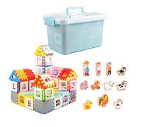 MLqkpwy Bloques de Madera para Casas,Bloques con Forma de casa - Conjunto de construcción de casa cabaña,Bloques de Juguetes, Juguete Creativo de partículas Grandes, decoración del hogar para niños y