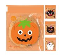 MLqkpwy Bolsas de caramelo de Halloween, bolsas de regalo de Halloween | Bolsas de celofán transparentes para galletas y dulces con junta,Bolsas de aperitivos de Halloween de 4x4 pulgadas, bolsa de