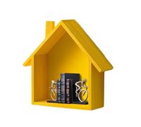 MLqkpwy Estantería de curiosidades, estante de exhibición para miniaturas, almacenamiento de pared rústico en forma de casa de madera | Decoración de estantería decorativa linda para vivero, panel de