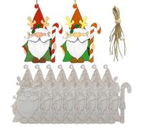 MLqkpwy Gnomos de Madera Virgen,Gnomos de Madera de Navidad | 10 piezas de corte de madera sin terminar con líneas,Kits de artesanía de madera en blanco para, árbol patriótico, decoración de aula